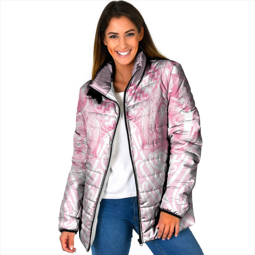 Aotearoa Kowhaiwhai Poutama Pink Motif Padded Jacket