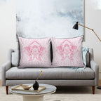 Aotearoa Kowhaiwhai Poutama Pink Motif Pillow Cover