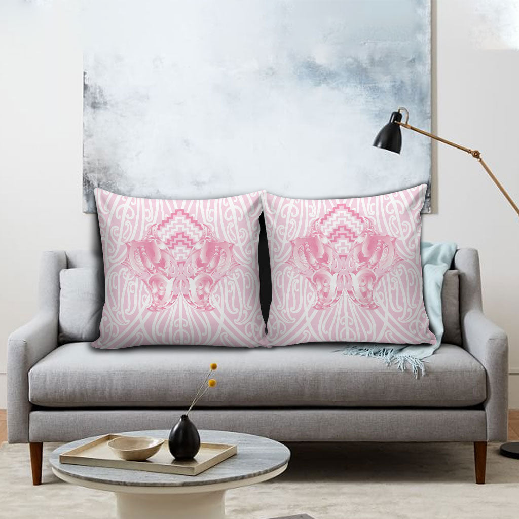 Aotearoa Kowhaiwhai Poutama Pink Motif Pillow Cover