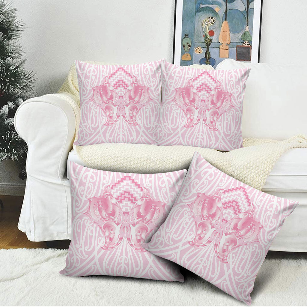 Aotearoa Kowhaiwhai Poutama Pink Motif Pillow Cover
