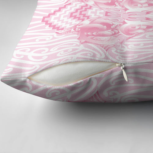Aotearoa Kowhaiwhai Poutama Pink Motif Pillow Cover