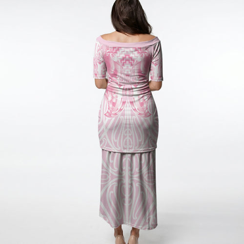 Aotearoa Kowhaiwhai Poutama Pink Motif Puletasi