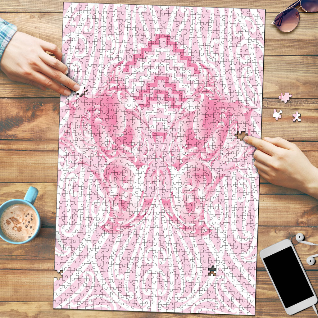Aotearoa Kowhaiwhai Poutama Pink Motif Puzzle