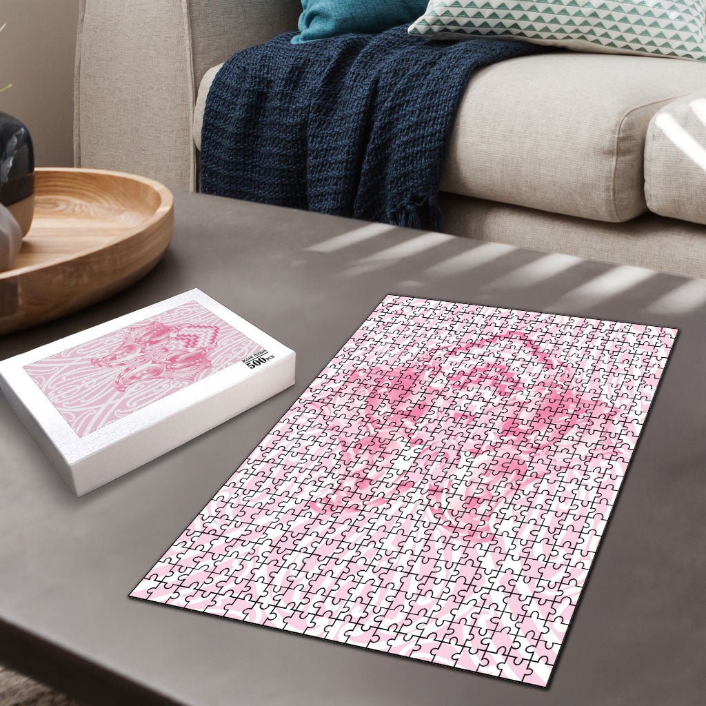 Aotearoa Kowhaiwhai Poutama Pink Motif Puzzle