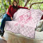 Aotearoa Kowhaiwhai Poutama Pink Motif Quilt