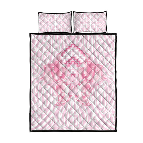 Aotearoa Kowhaiwhai Poutama Pink Motif Quilt Bed Set