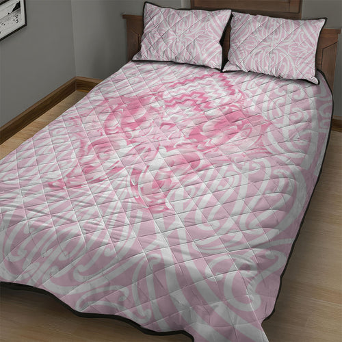Aotearoa Kowhaiwhai Poutama Pink Motif Quilt Bed Set