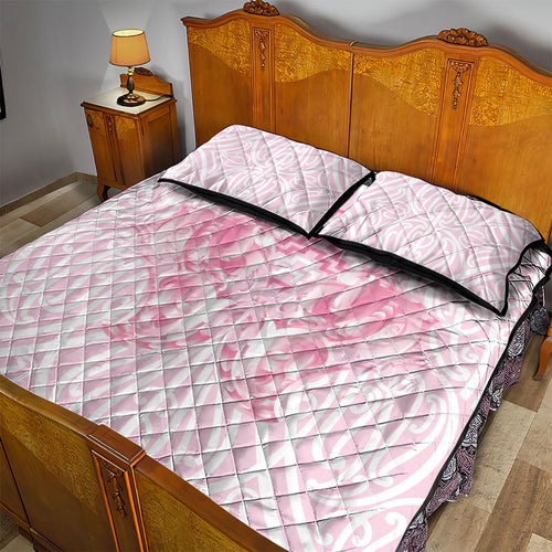 Aotearoa Kowhaiwhai Poutama Pink Motif Quilt Bed Set