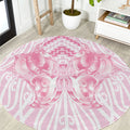 Aotearoa Kowhaiwhai Poutama Pink Motif Round Carpet