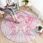 Aotearoa Kowhaiwhai Poutama Pink Motif Round Carpet