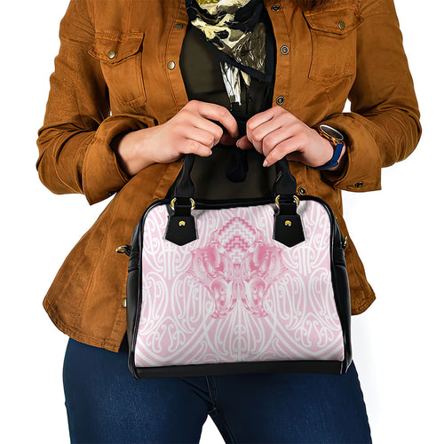 Aotearoa Kowhaiwhai Poutama Pink Motif Shoulder Handbag