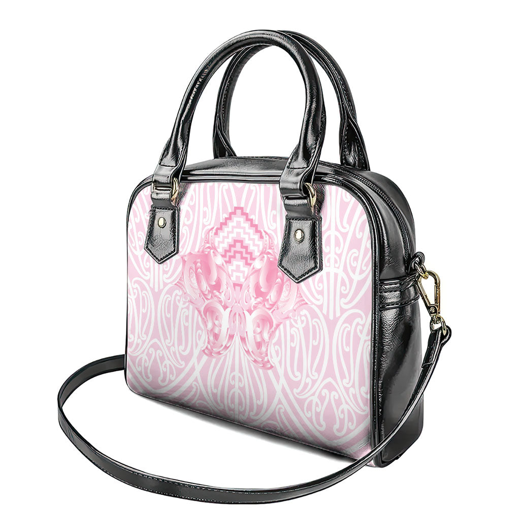 Aotearoa Kowhaiwhai Poutama Pink Motif Shoulder Handbag