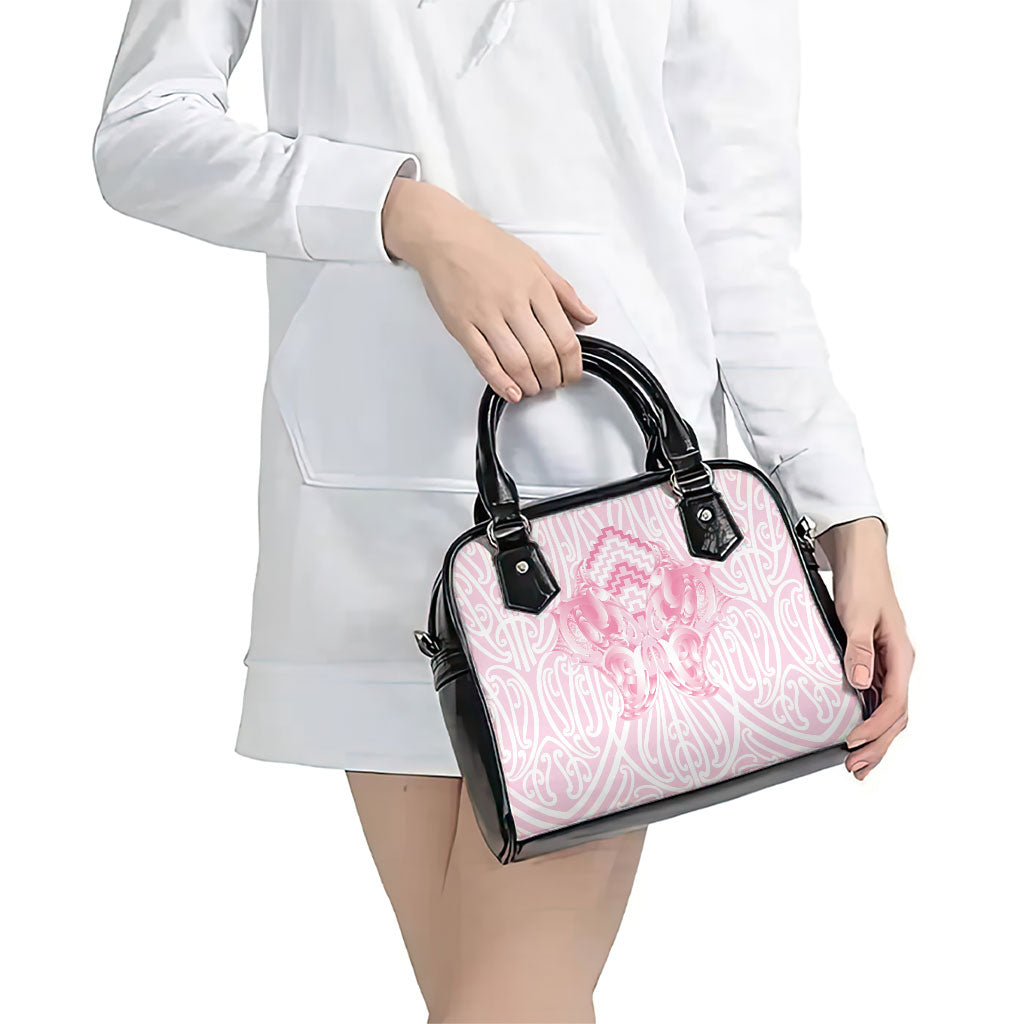 Aotearoa Kowhaiwhai Poutama Pink Motif Shoulder Handbag