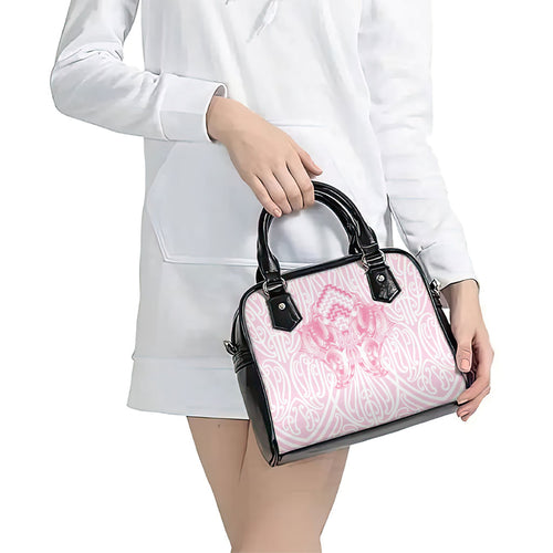 Aotearoa Kowhaiwhai Poutama Pink Motif Shoulder Handbag