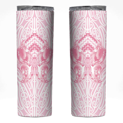 Aotearoa Kowhaiwhai Poutama Pink Motif Skinny Tumbler