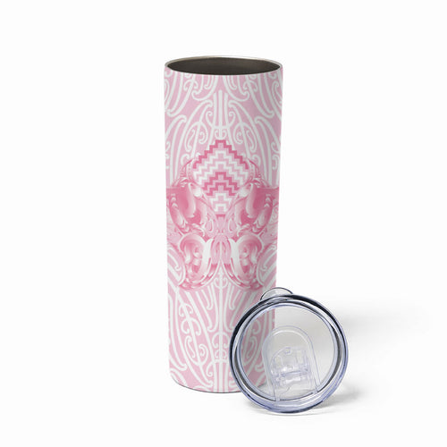 Aotearoa Kowhaiwhai Poutama Pink Motif Skinny Tumbler