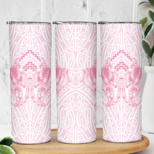 Aotearoa Kowhaiwhai Poutama Pink Motif Skinny Tumbler