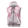 Aotearoa Kowhaiwhai Poutama Pink Motif Sleeveless Zip Hoodie
