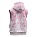 Aotearoa Kowhaiwhai Poutama Pink Motif Sleeveless Zip Hoodie