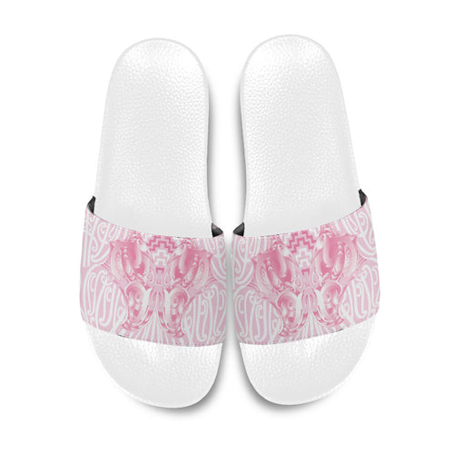 Aotearoa Kowhaiwhai Poutama Pink Motif Slide Sandals
