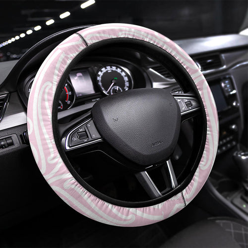 Aotearoa Kowhaiwhai Poutama Pink Motif Steering Wheel Cover