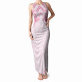 Aotearoa Kowhaiwhai Poutama Pink Motif Tank Maxi Dress