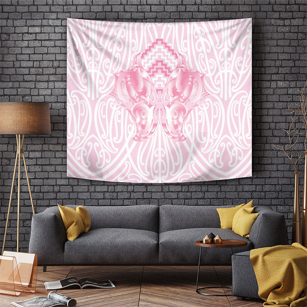 Aotearoa Kowhaiwhai Poutama Pink Motif Tapestry
