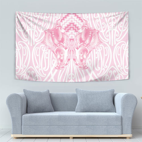 Aotearoa Kowhaiwhai Poutama Pink Motif Tapestry