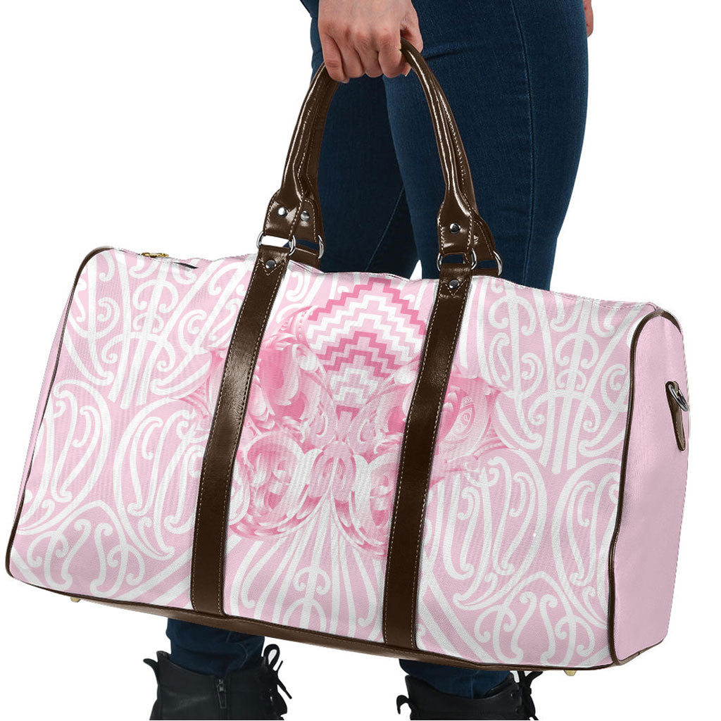 Aotearoa Kowhaiwhai Poutama Pink Motif Travel Bag