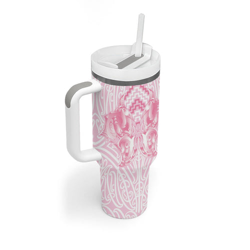 Aotearoa Kowhaiwhai Poutama Pink Motif Tumbler With Handle