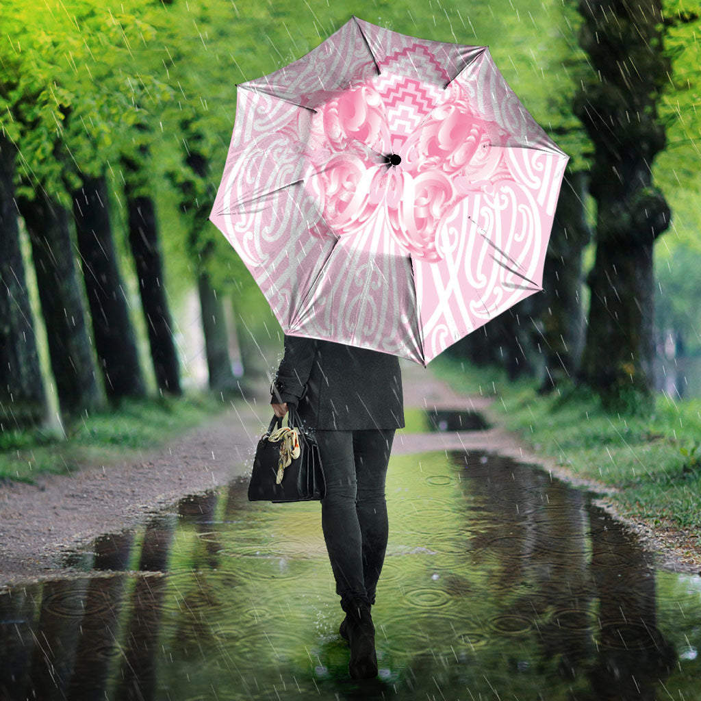 Aotearoa Kowhaiwhai Poutama Pink Motif Umbrella