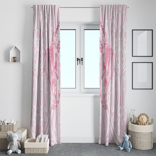 Aotearoa Kowhaiwhai Poutama Pink Motif Window Curtain