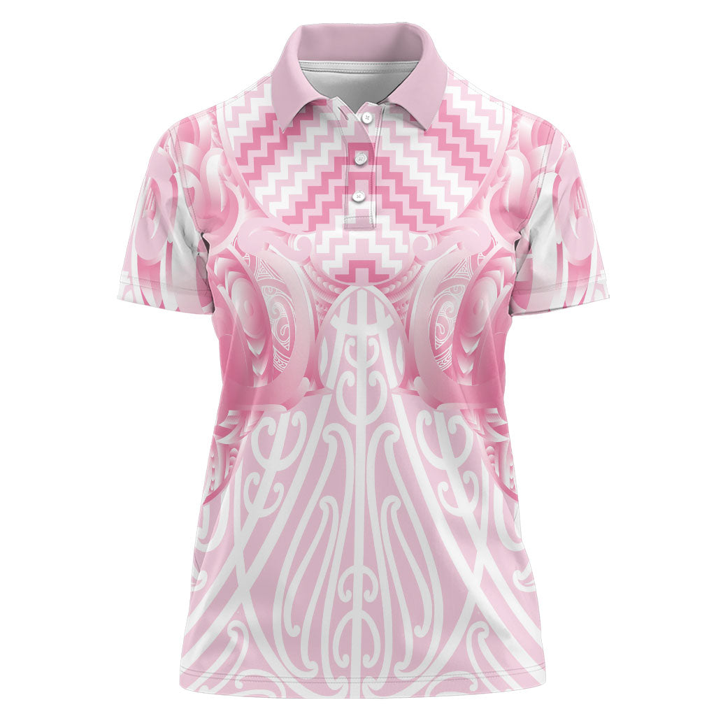 Aotearoa Kowhaiwhai Poutama Pink Motif Women Polo Shirt