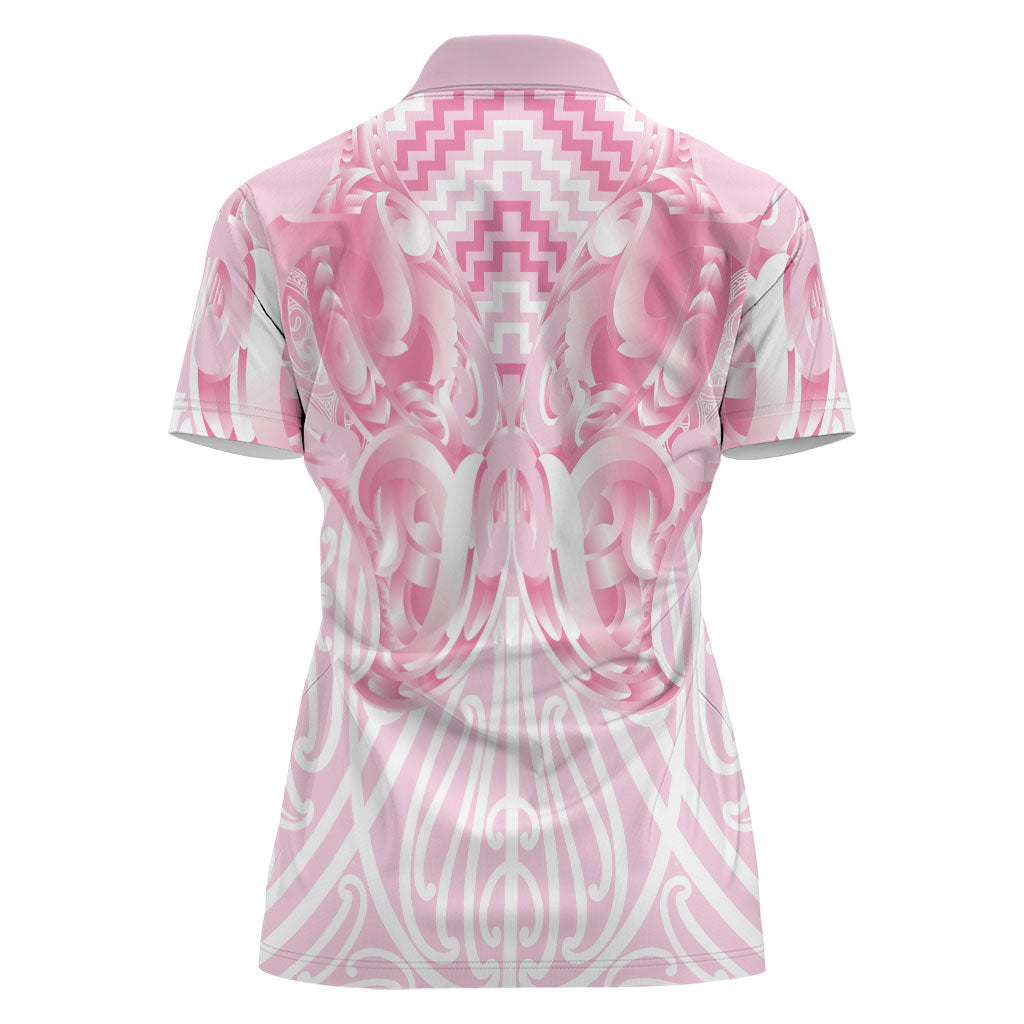 Aotearoa Kowhaiwhai Poutama Pink Motif Women Polo Shirt