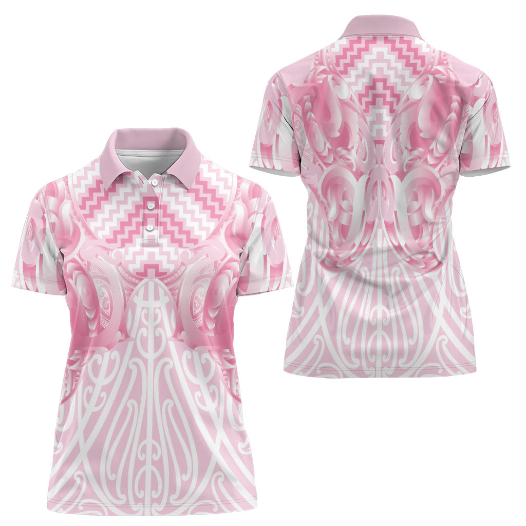 Aotearoa Kowhaiwhai Poutama Pink Motif Women Polo Shirt