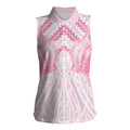 Aotearoa Kowhaiwhai Poutama Pink Motif Women Sleeveless Polo Shirt