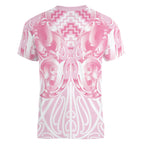 Aotearoa Kowhaiwhai Poutama Pink Motif Women V-Neck T-Shirt