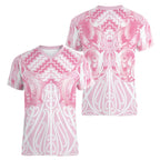 Aotearoa Kowhaiwhai Poutama Pink Motif Women V-Neck T-Shirt