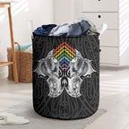 Aotearoa Kowhaiwhai Poutama Rainbow Motif Laundry Basket
