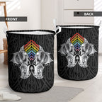 Aotearoa Kowhaiwhai Poutama Rainbow Motif Laundry Basket