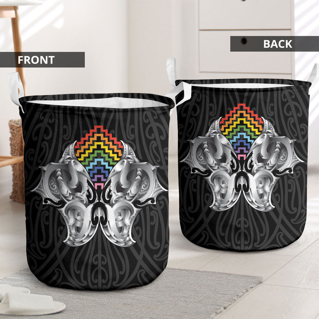 Aotearoa Kowhaiwhai Poutama Rainbow Motif Laundry Basket