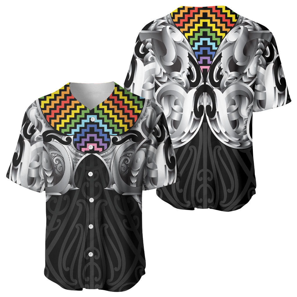 Aotearoa Kowhaiwhai Poutama Rainbow Motif Baseball Jersey