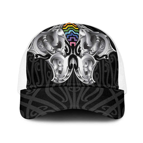 Aotearoa Kowhaiwhai Poutama Rainbow Motif Baseball Net Cap