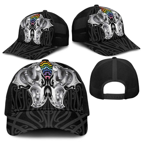 Aotearoa Kowhaiwhai Poutama Rainbow Motif Baseball Net Cap