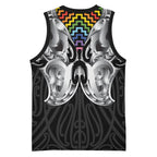 Aotearoa Kowhaiwhai Poutama Rainbow Motif Basketball Jersey