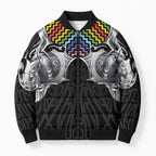 Aotearoa Kowhaiwhai Poutama Rainbow Motif Bomber Puffer Jacket