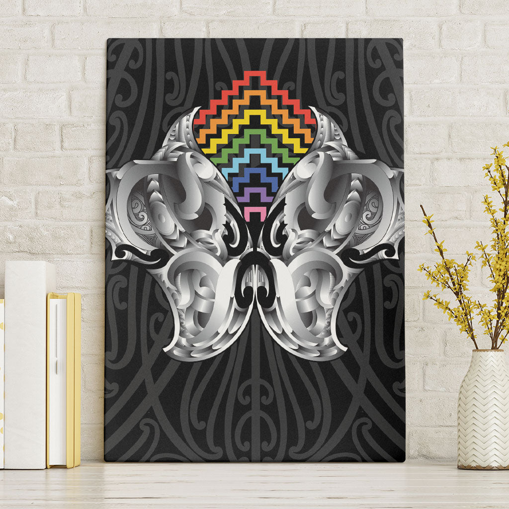 Aotearoa Kowhaiwhai Poutama Rainbow Motif Canvas Wall Art