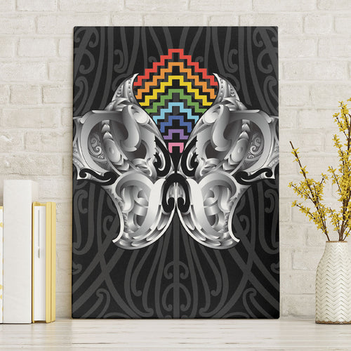 Aotearoa Kowhaiwhai Poutama Rainbow Motif Canvas Wall Art