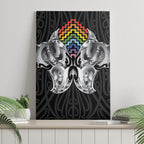 Aotearoa Kowhaiwhai Poutama Rainbow Motif Canvas Wall Art