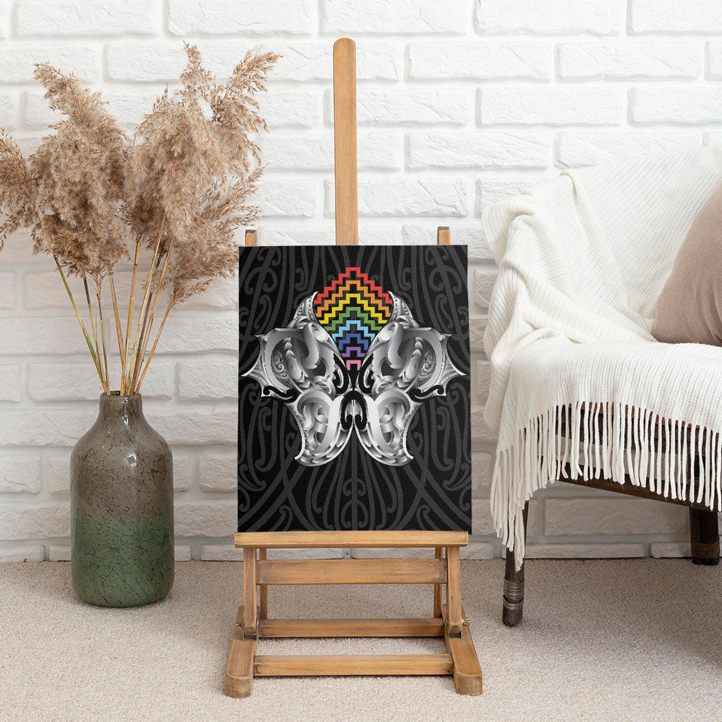Aotearoa Kowhaiwhai Poutama Rainbow Motif Canvas Wall Art